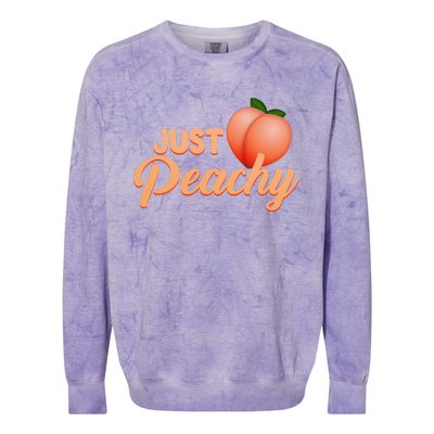 Just Peachy Retro 70s Georgia Summer Fruit Hippie Peaches Colorblast Crewneck Sweatshirt