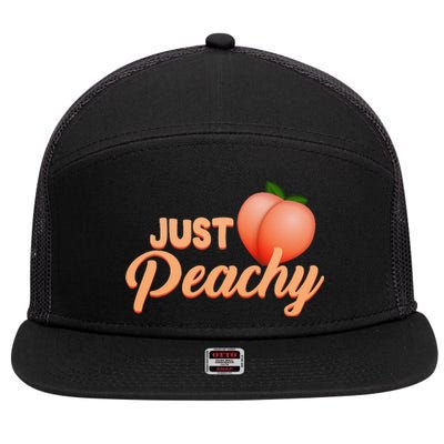 Just Peachy Retro 70s Georgia Summer Fruit Hippie Peaches 7 Panel Mesh Trucker Snapback Hat