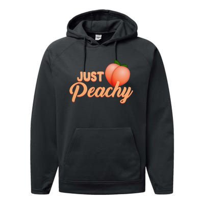 Just Peachy Retro 70s Georgia Summer Fruit Hippie Peaches Performance Fleece Hoodie