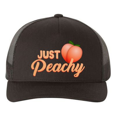 Just Peachy Retro 70s Georgia Summer Fruit Hippie Peaches Yupoong Adult 5-Panel Trucker Hat