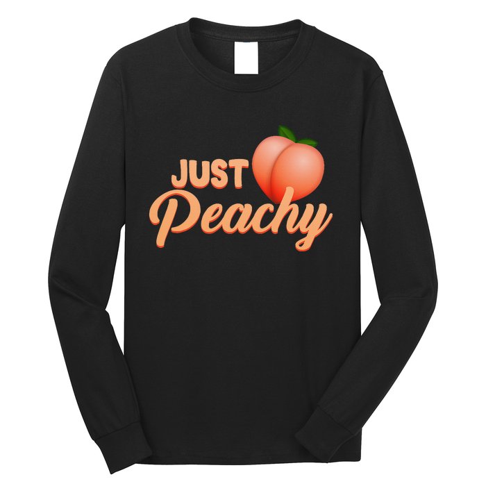 Just Peachy Retro 70s Georgia Summer Fruit Hippie Peaches Long Sleeve Shirt