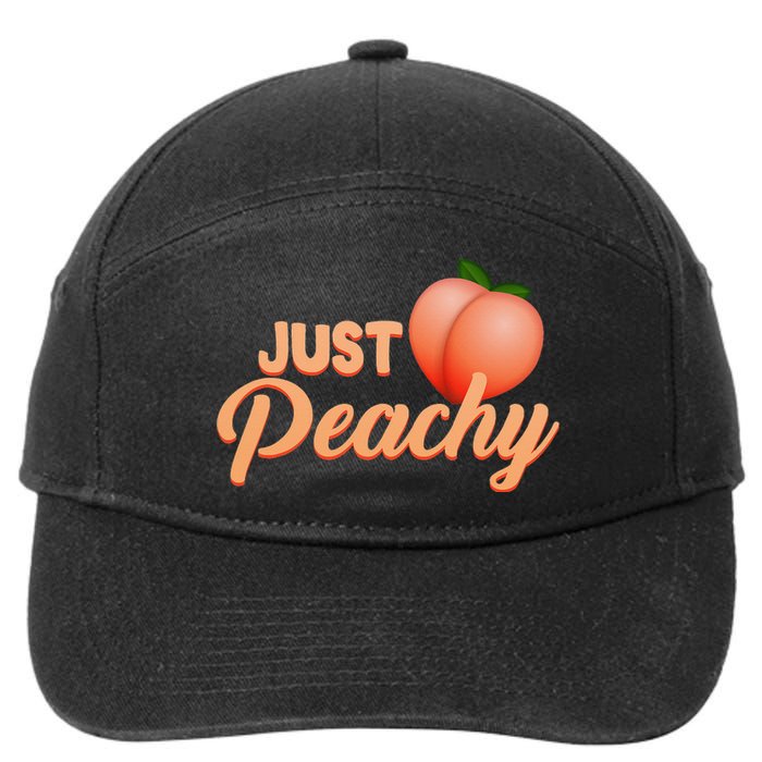 Just Peachy Retro 70s Georgia Summer Fruit Hippie Peaches 7-Panel Snapback Hat