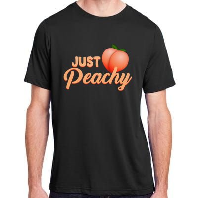 Just Peachy Retro 70s Georgia Summer Fruit Hippie Peaches Adult ChromaSoft Performance T-Shirt