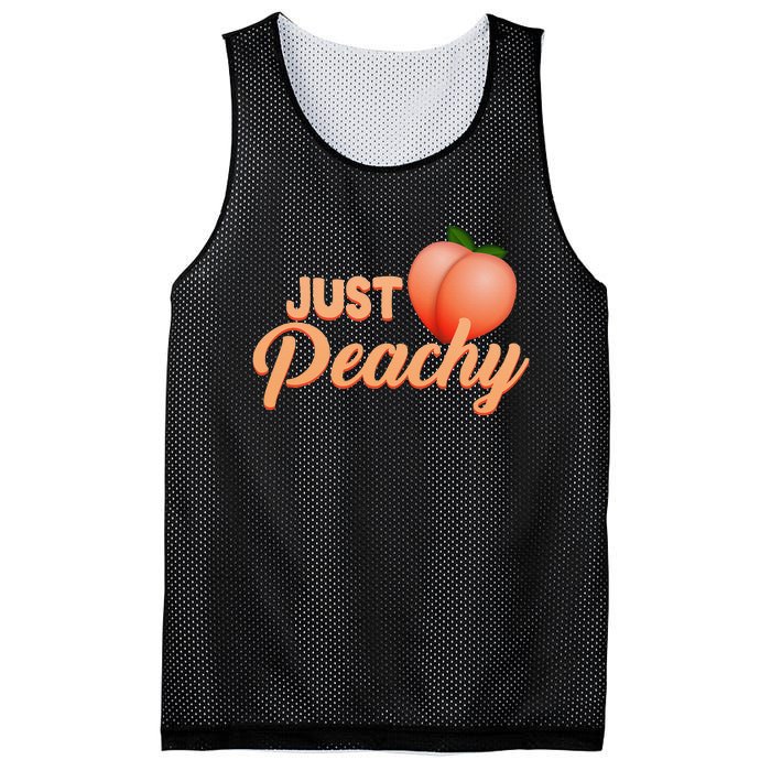 Just Peachy Retro 70s Georgia Summer Fruit Hippie Peaches Mesh Reversible Basketball Jersey Tank