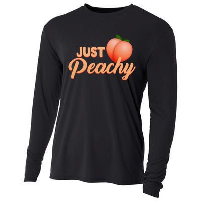 Just Peachy Retro 70s Georgia Summer Fruit Hippie Peaches Cooling Performance Long Sleeve Crew