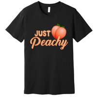 Just Peachy Retro 70s Georgia Summer Fruit Hippie Peaches Premium T-Shirt