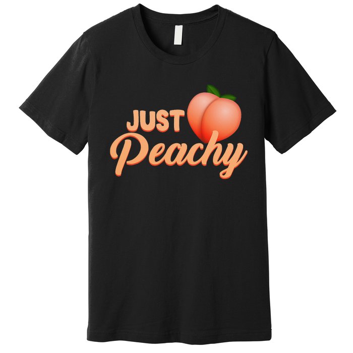 Just Peachy Retro 70s Georgia Summer Fruit Hippie Peaches Premium T-Shirt