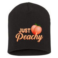 Just Peachy Retro 70s Georgia Summer Fruit Hippie Peaches Short Acrylic Beanie