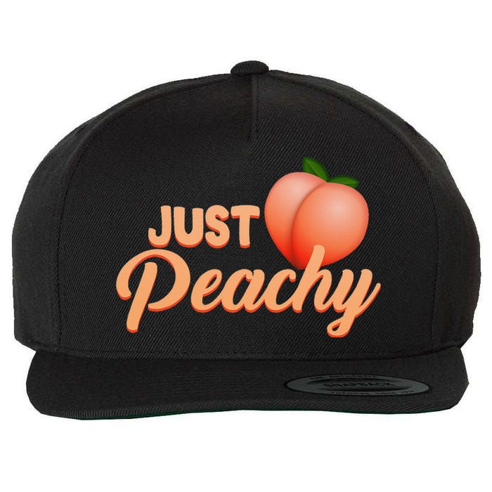 Just Peachy Retro 70s Georgia Summer Fruit Hippie Peaches Wool Snapback Cap