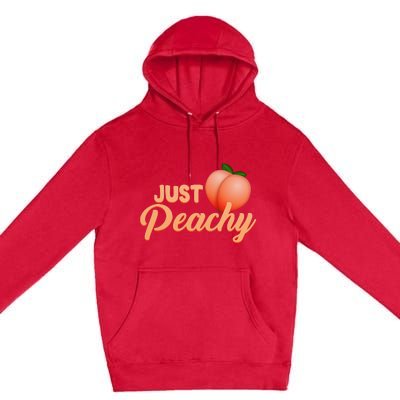 Just Peachy Retro 70s Georgia Summer Fruit Hippie Peaches Premium Pullover Hoodie