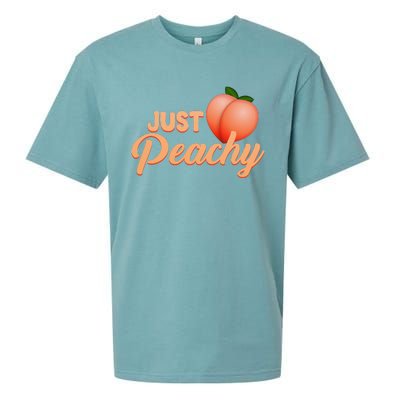 Just Peachy Retro 70s Georgia Summer Fruit Hippie Peaches Sueded Cloud Jersey T-Shirt