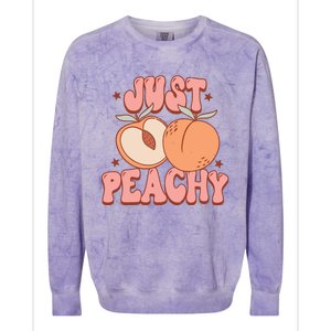 Just Peachy Retro 70s Georgia Peaches Summer Fruit Colorblast Crewneck Sweatshirt