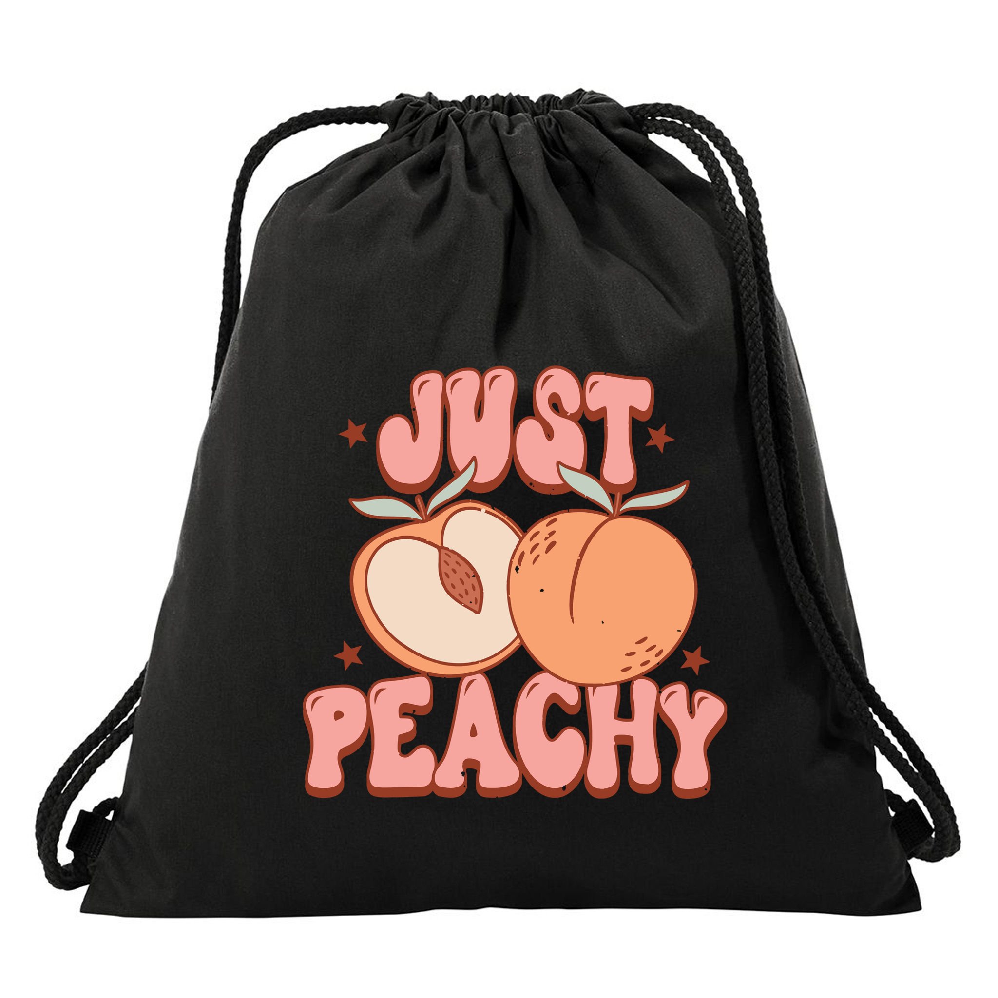 Just Peachy Retro 70s Georgia Peaches Summer Fruit Drawstring Bag