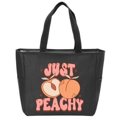 Just Peachy Retro 70s Georgia Peaches Summer Fruit Zip Tote Bag