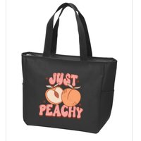 Just Peachy Retro 70s Georgia Peaches Summer Fruit Zip Tote Bag