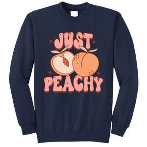 Just Peachy Retro 70s Georgia Peaches Summer Fruit Tall Sweatshirt