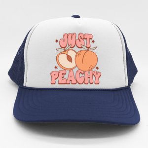 Just Peachy Retro 70s Georgia Peaches Summer Fruit Trucker Hat