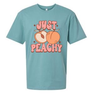 Just Peachy Retro 70s Georgia Peaches Summer Fruit Sueded Cloud Jersey T-Shirt