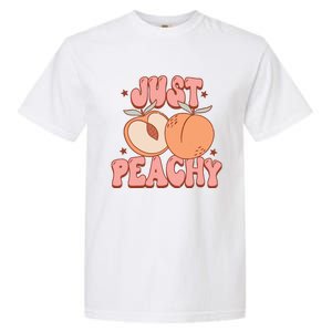 Just Peachy Retro 70s Georgia Peaches Summer Fruit Garment-Dyed Heavyweight T-Shirt