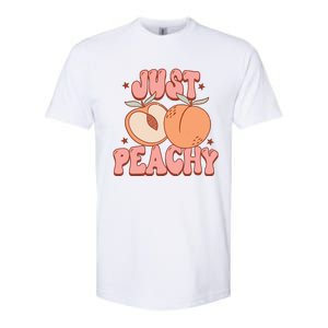 Just Peachy Retro 70s Georgia Peaches Summer Fruit Softstyle CVC T-Shirt