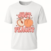 Just Peachy Retro 70s Georgia Peaches Summer Fruit Cooling Performance Crew T-Shirt