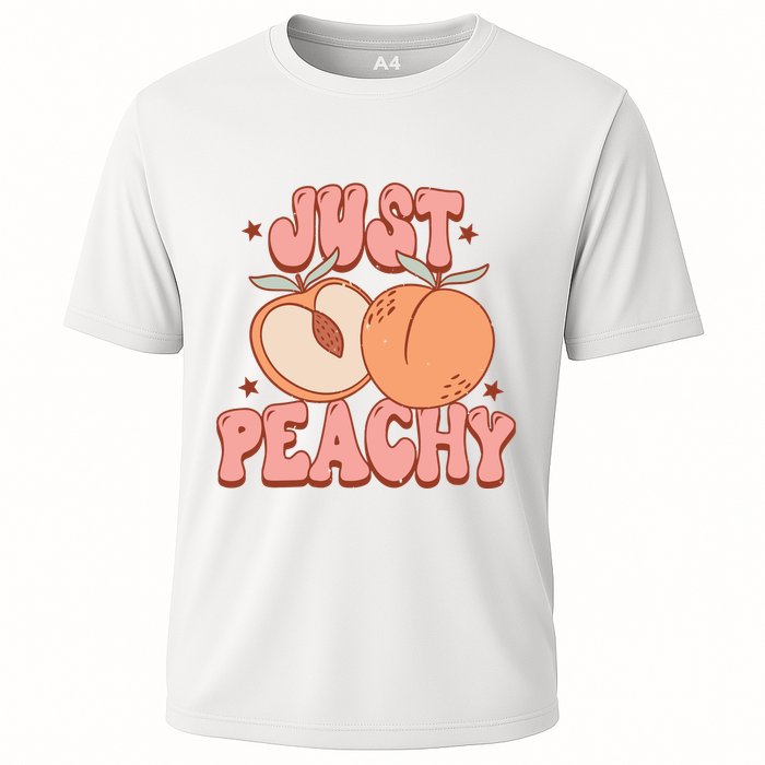 Just Peachy Retro 70s Georgia Peaches Summer Fruit Cooling Performance Crew T-Shirt