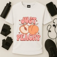 Just Peachy Retro 70s Georgia Peaches Summer Fruit Cooling Performance Crew T-Shirt