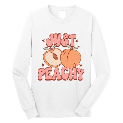 Just Peachy Retro 70s Georgia Peaches Summer Fruit Long Sleeve Shirt