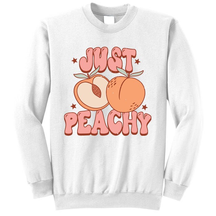 Just Peachy Retro 70s Georgia Peaches Summer Fruit Sweatshirt