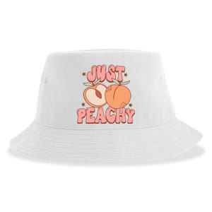 Just Peachy Retro 70s Georgia Peaches Summer Fruit Sustainable Bucket Hat