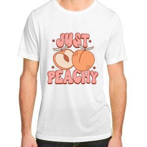 Just Peachy Retro 70s Georgia Peaches Summer Fruit Adult ChromaSoft Performance T-Shirt