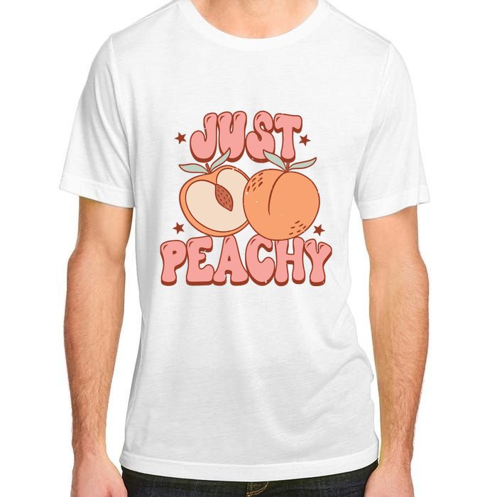 Just Peachy Retro 70s Georgia Peaches Summer Fruit Adult ChromaSoft Performance T-Shirt