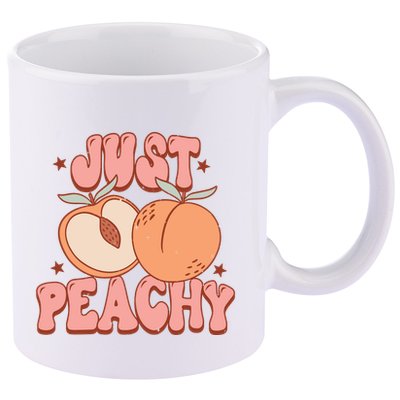 Just Peachy Retro 70s Georgia Peaches Summer Fruit 11oz C Handle Ceramic Mug