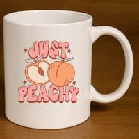 Just Peachy Retro 70s Georgia Peaches Summer Fruit 11oz C Handle Ceramic Mug