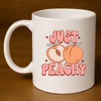Just Peachy Retro 70s Georgia Peaches Summer Fruit 11oz C Handle Ceramic Mug