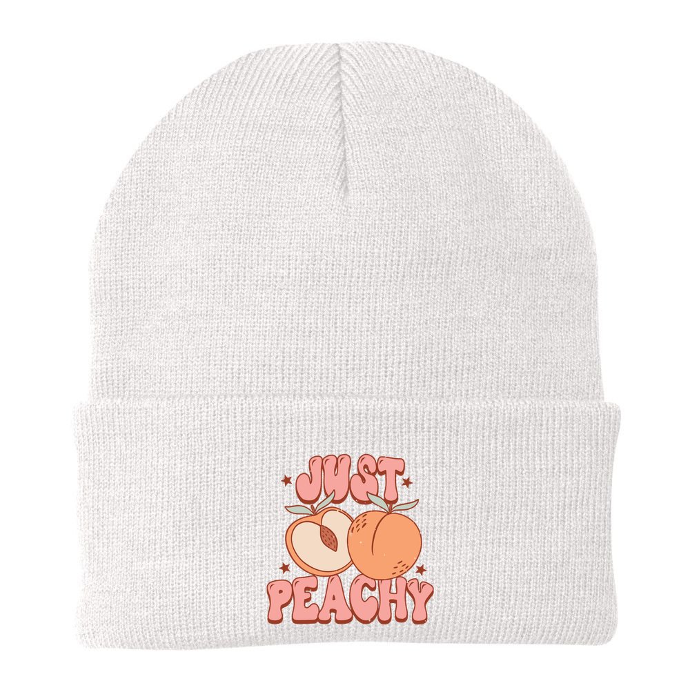 Just Peachy Retro 70s Georgia Peaches Summer Fruit Beanie