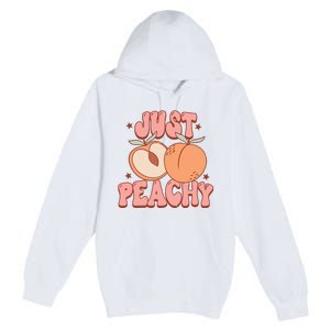 Just Peachy Retro 70s Georgia Peaches Summer Fruit Premium Pullover Hoodie