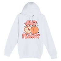 Just Peachy Retro 70s Georgia Peaches Summer Fruit Premium Pullover Hoodie