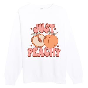 Just Peachy Retro 70s Georgia Peaches Summer Fruit Premium Crewneck Sweatshirt