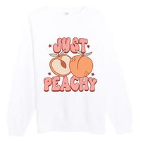 Just Peachy Retro 70s Georgia Peaches Summer Fruit Premium Crewneck Sweatshirt