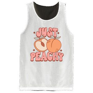 Just Peachy Retro 70s Georgia Peaches Summer Fruit Mesh Reversible Basketball Jersey Tank