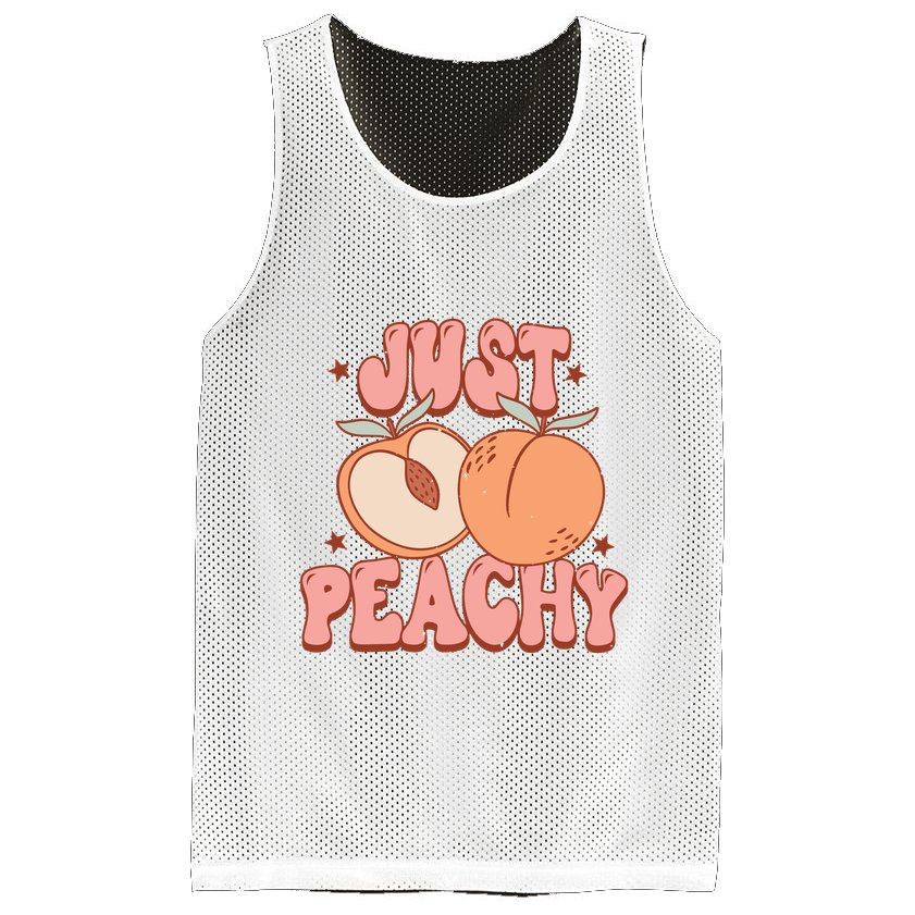 Just Peachy Retro 70s Georgia Peaches Summer Fruit Mesh Reversible Basketball Jersey Tank