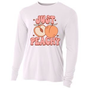 Just Peachy Retro 70s Georgia Peaches Summer Fruit Cooling Performance Long Sleeve Crew