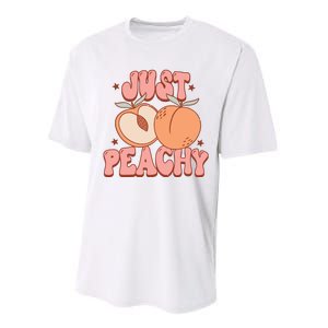 Just Peachy Retro 70s Georgia Peaches Summer Fruit Performance Sprint T-Shirt