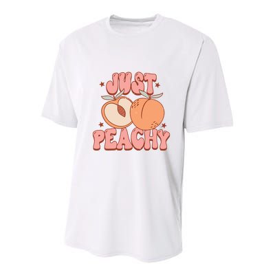 Just Peachy Retro 70s Georgia Peaches Summer Fruit Youth Performance Sprint T-Shirt