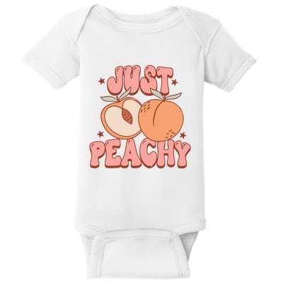 Just Peachy Retro 70s Georgia Peaches Summer Fruit Baby Bodysuit