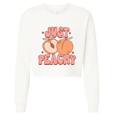 Just Peachy Retro 70s Georgia Peaches Summer Fruit Cropped Pullover Crew