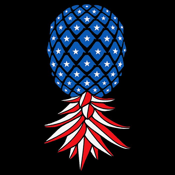 July Patriotic Red White Blue Upside Down Pineapple Swinger Cooling Performance Crew T-Shirt