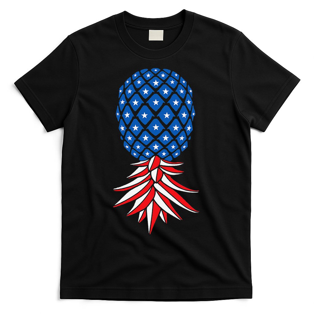 July Patriotic Red White Blue Upside Down Pineapple Swinger T-Shirt
