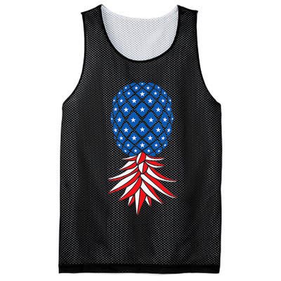 July Patriotic Red White Blue Upside Down Pineapple Swinger Mesh Reversible Basketball Jersey Tank